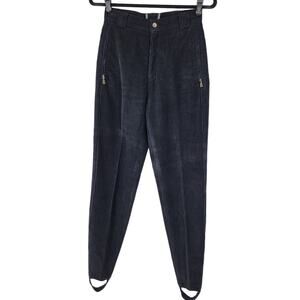 Bogner Women's Corduroy Unlined Black Cotton Blend Stirrup Pants Size 8